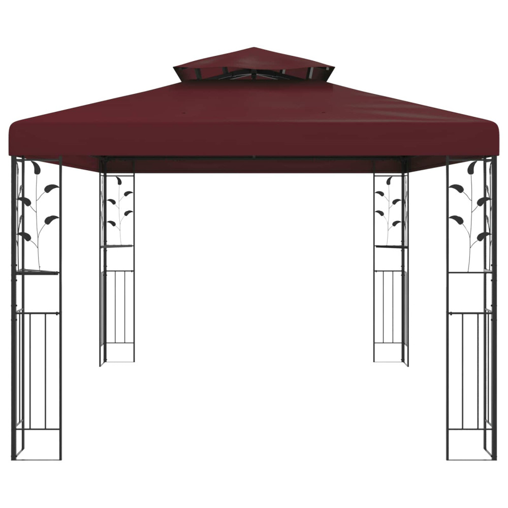 Produktbild för Paviljong 3,97 x 2,96 x 2,68 m Vinröd Polyester och Stål