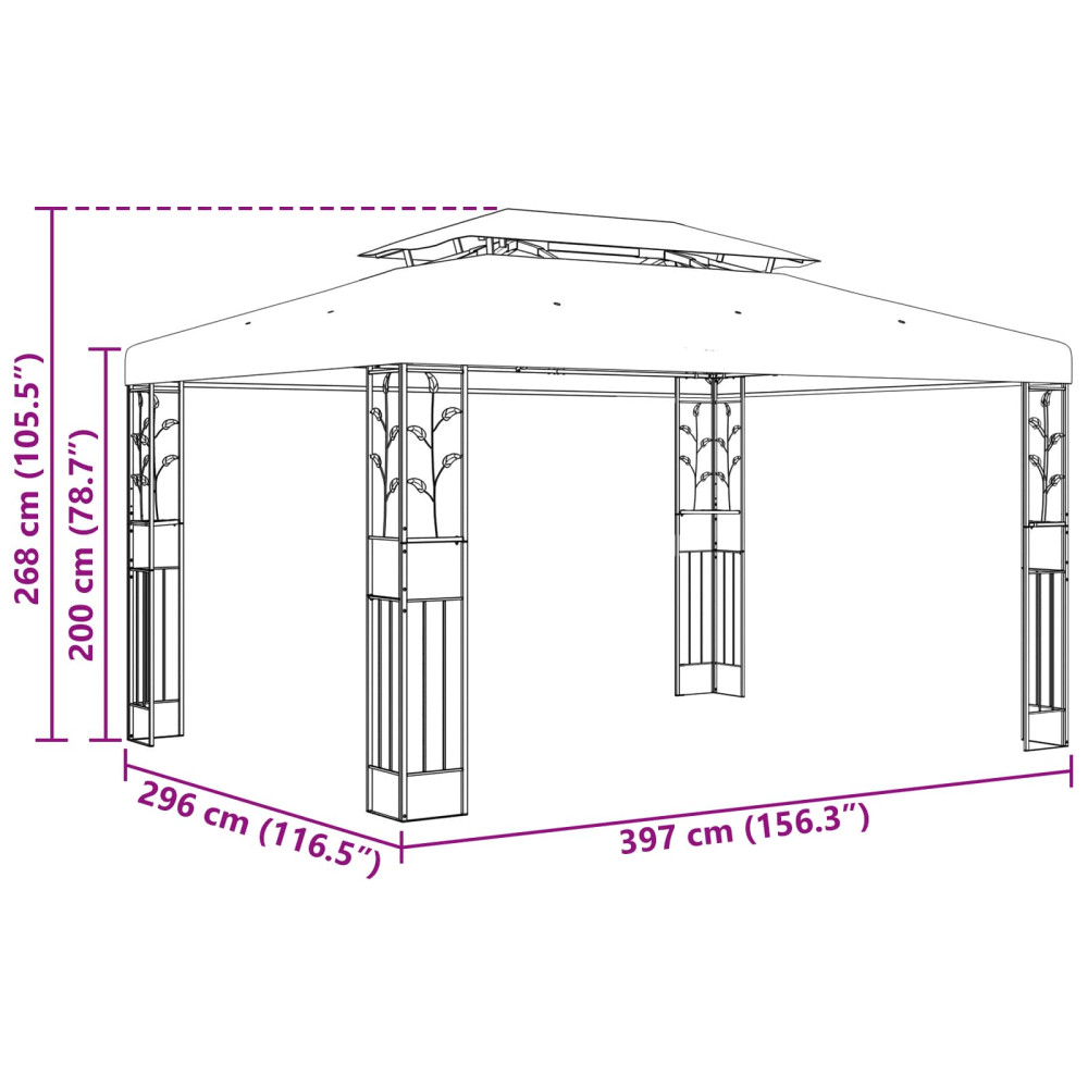 Produktbild för Paviljong 3,97 x 2,96 x 2,68 m Vinröd Polyester och Stål