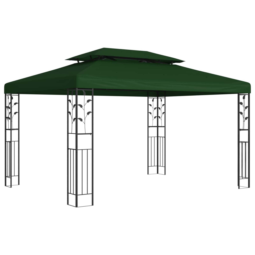 Produktbild för Paviljong 3,97 x 2,96 x 2,68 m Grön Polyester och Stål