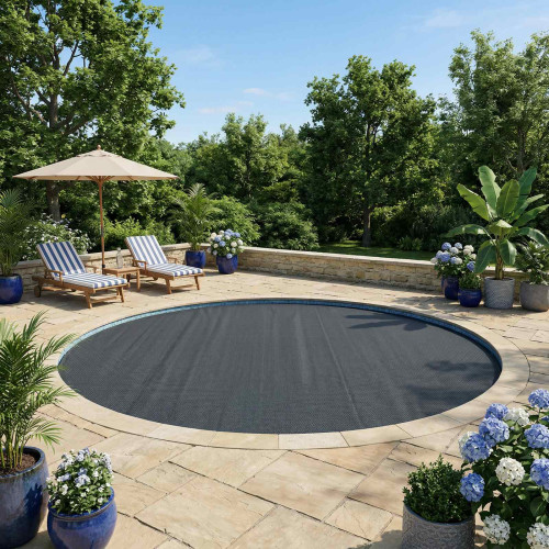 vidaXL Solar Pool Cover Tung Kvalitet Svart Ø 381 cm 200 μm PE