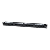 Produktbild för Intellinet Patch Panel, Cat6, UTP, 24-Port, 1U, Black - patch-panel - 1U - 19"