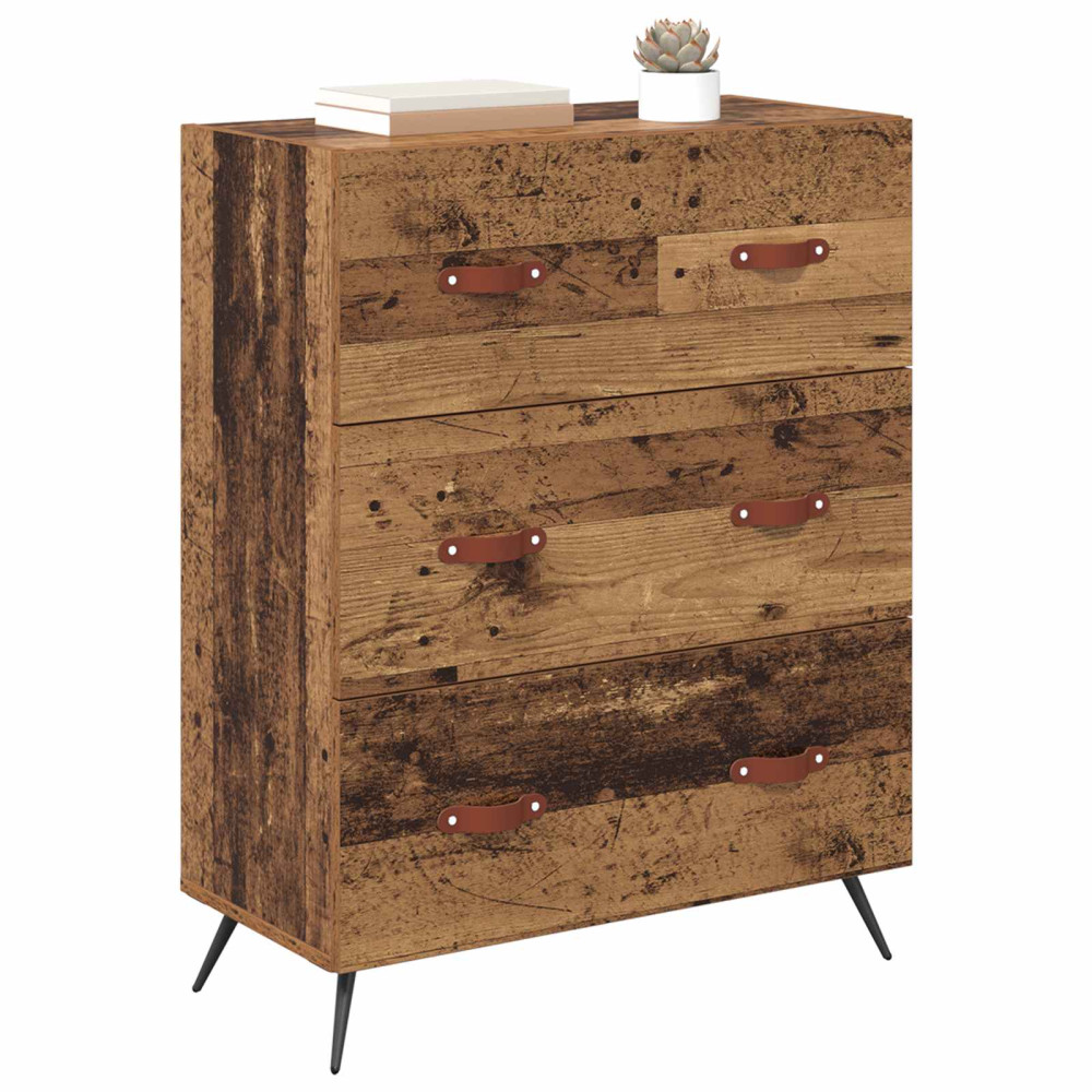 Produktbild för Kommode med låda Gammalt trä 69,5 x 34 x 90 cm Konstruerat trä