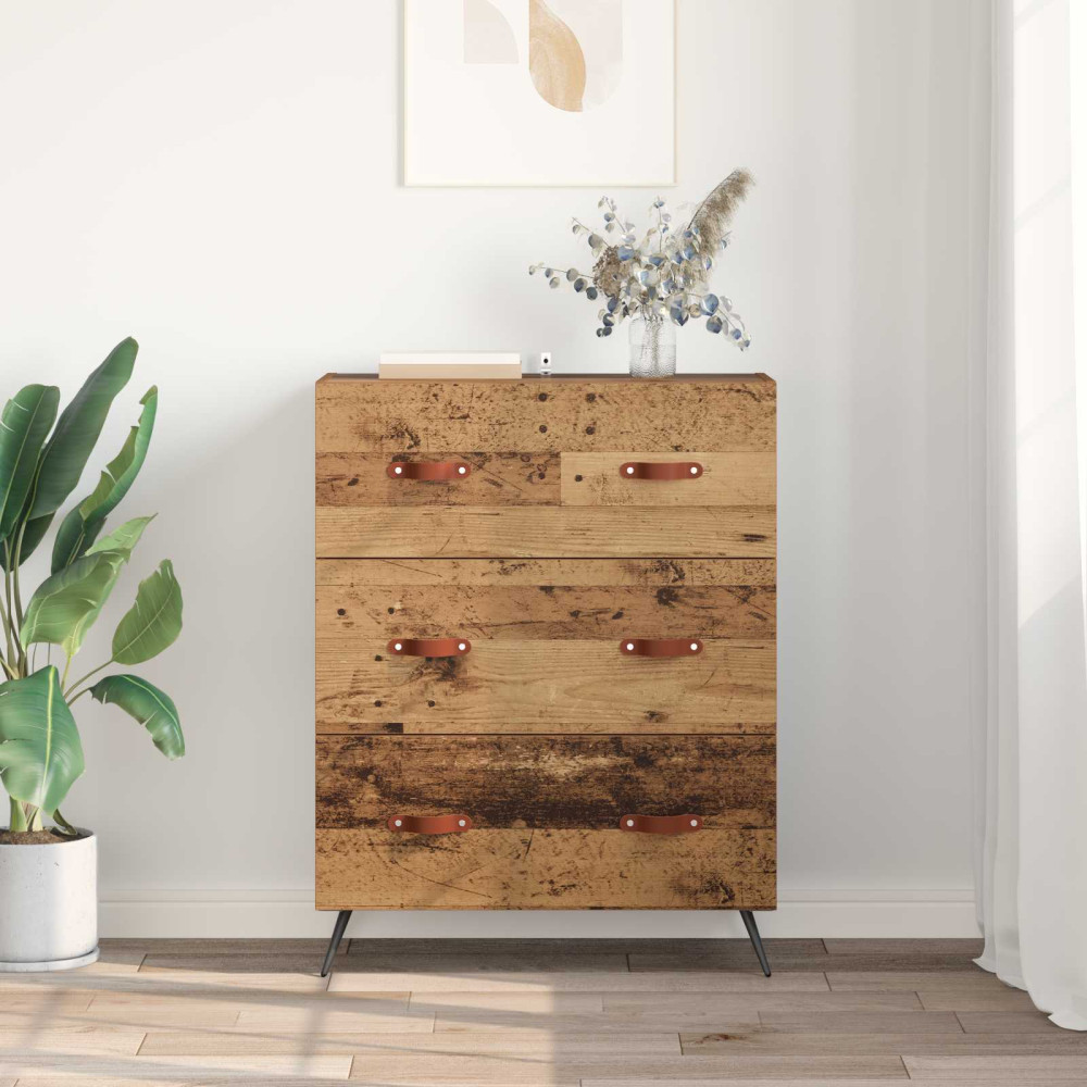 Produktbild för Kommode med låda Gammalt trä 69,5 x 34 x 90 cm Konstruerat trä