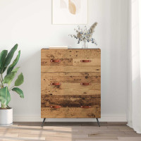 Produktbild för Kommode med låda Gammalt trä 69,5 x 34 x 90 cm Konstruerat trä