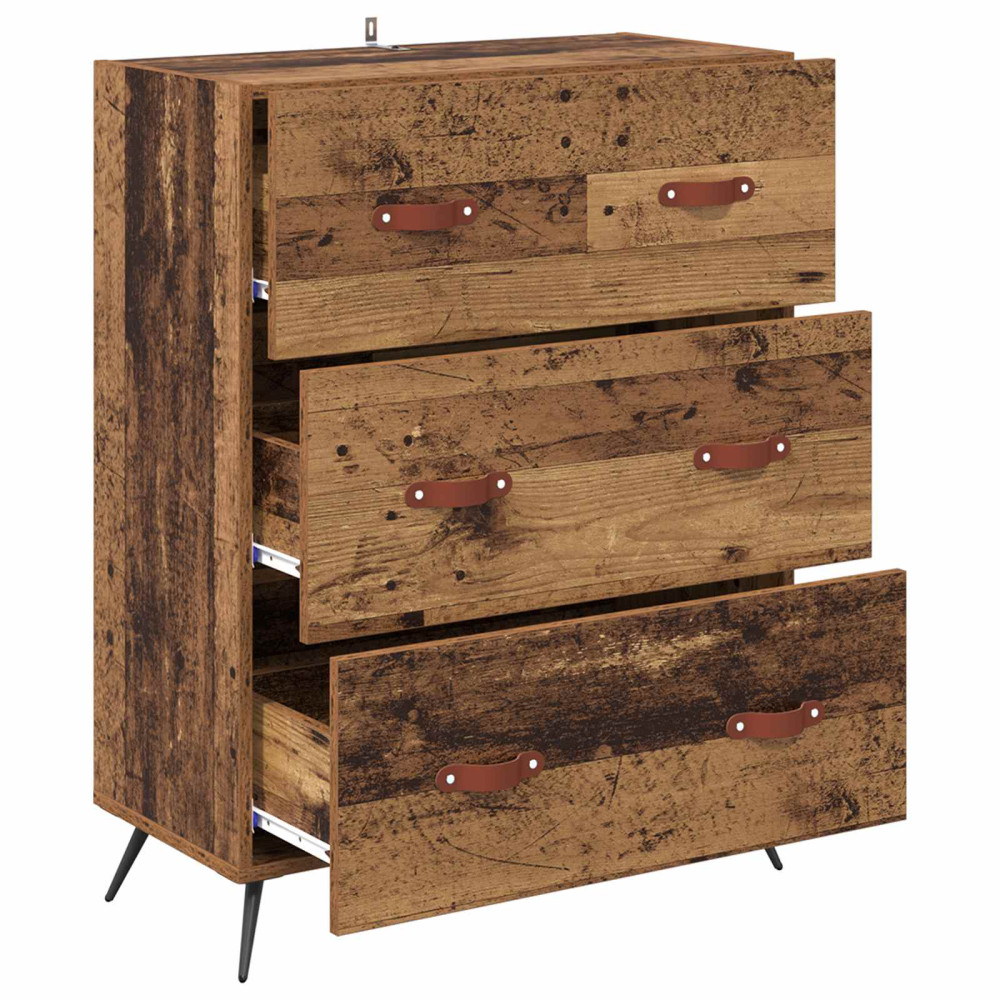 Produktbild för Kommode med låda Gammalt trä 69,5 x 34 x 90 cm Konstruerat trä