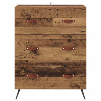 Produktbild för Kommode med låda Gammalt trä 69,5 x 34 x 90 cm Konstruerat trä