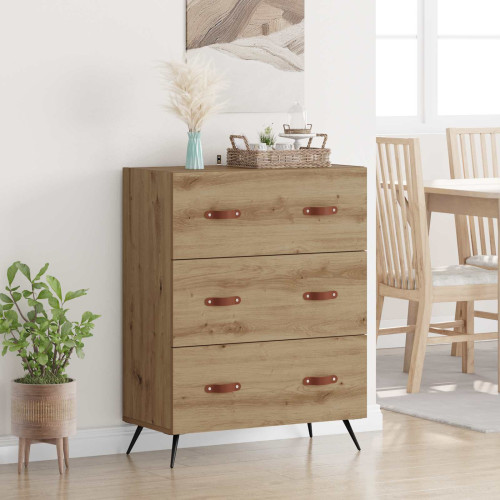 vidaXL Kommode med låda Artisan Ek 69,5 x 34 x 90 cm Konstruerat trä