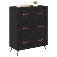 Produktbild för Kommode med låda Svart Ek 69,5 x 34 x 90 cm Konstruerat trä