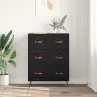 Produktbild för Kommode med låda Svart Ek 69,5 x 34 x 90 cm Konstruerat trä