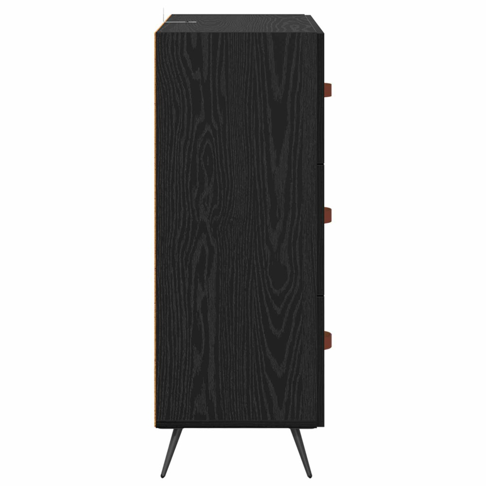 Produktbild för Kommode med låda Svart Ek 69,5 x 34 x 90 cm Konstruerat trä