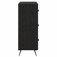 Produktbild för Kommode med låda Svart Ek 69,5 x 34 x 90 cm Konstruerat trä