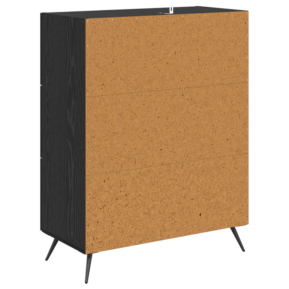 Produktbild för Kommode med låda Svart Ek 69,5 x 34 x 90 cm Konstruerat trä