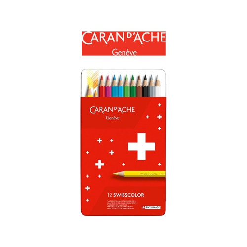 Caran d`Arche CARAN D'ACHE färgpennor Swisscolor, 12 st i metallfodral, va...