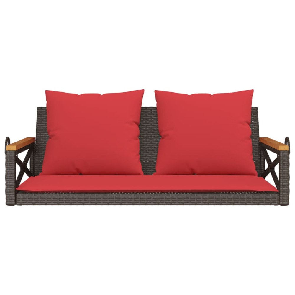 Produktbild för Gungbänk med dynor brun 109x62x40 cm konstrotting