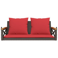 Produktbild för Gungbänk med dynor brun 109x62x40 cm konstrotting