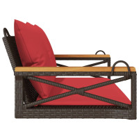 Produktbild för Gungbänk med dynor brun 109x62x40 cm konstrotting