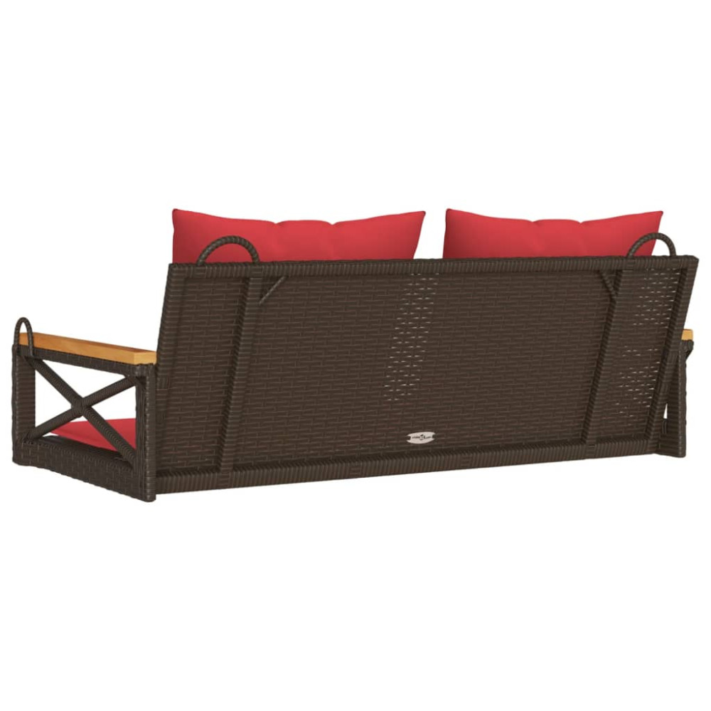 Produktbild för Gungbänk med dynor brun 109x62x40 cm konstrotting
