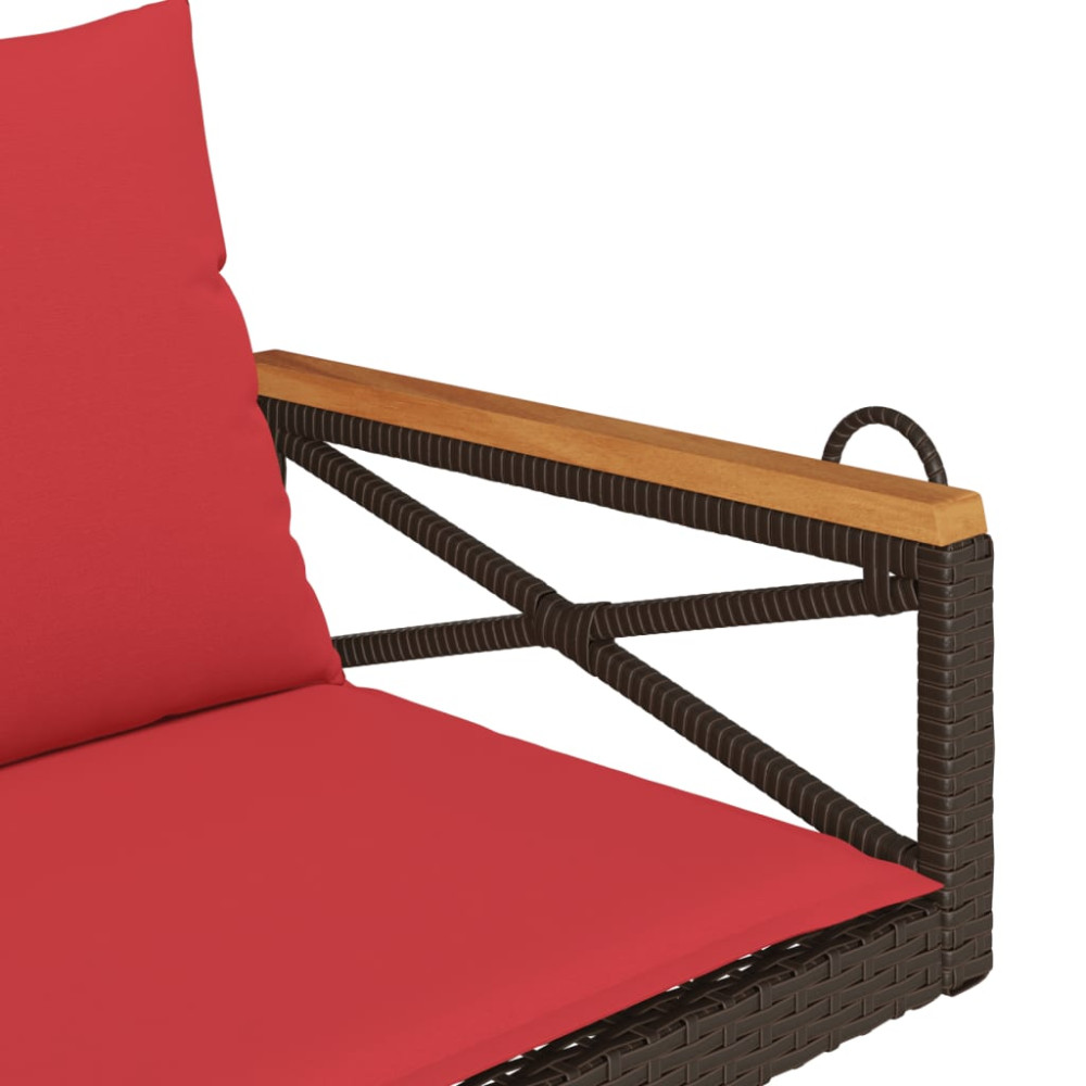 Produktbild för Gungbänk med dynor brun 109x62x40 cm konstrotting