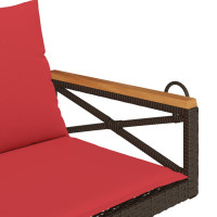 Produktbild för Gungbänk med dynor brun 109x62x40 cm konstrotting