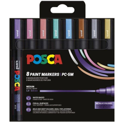 POSCA POSCA PC-5M 8 st metalliska färger (ersätter EAN 32962800217...