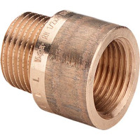 Produktbild för 1/2" x 20 mm rödgods silikonbrons kranadapter/haneforlängare