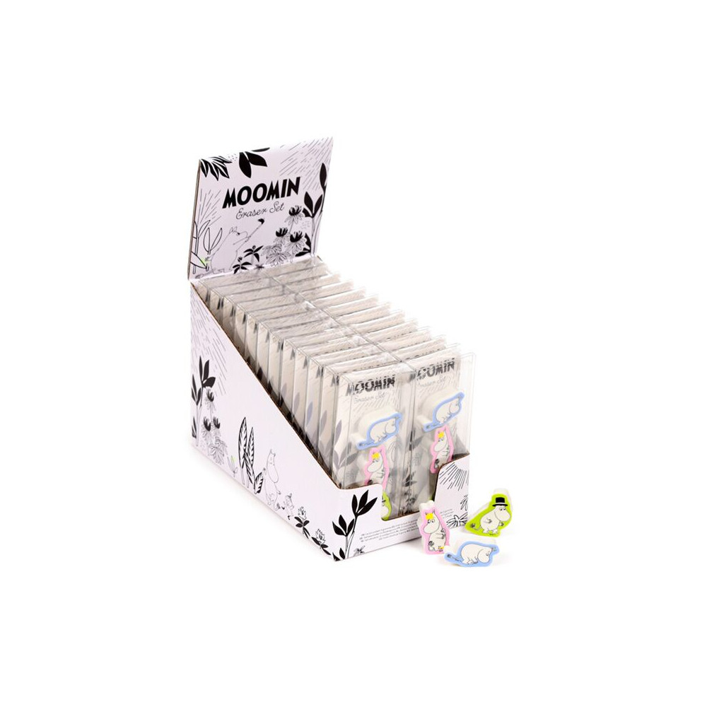 Produktbild för Mumin Garden 3-Pack Suddgummiset - Display med 24 förpackningar