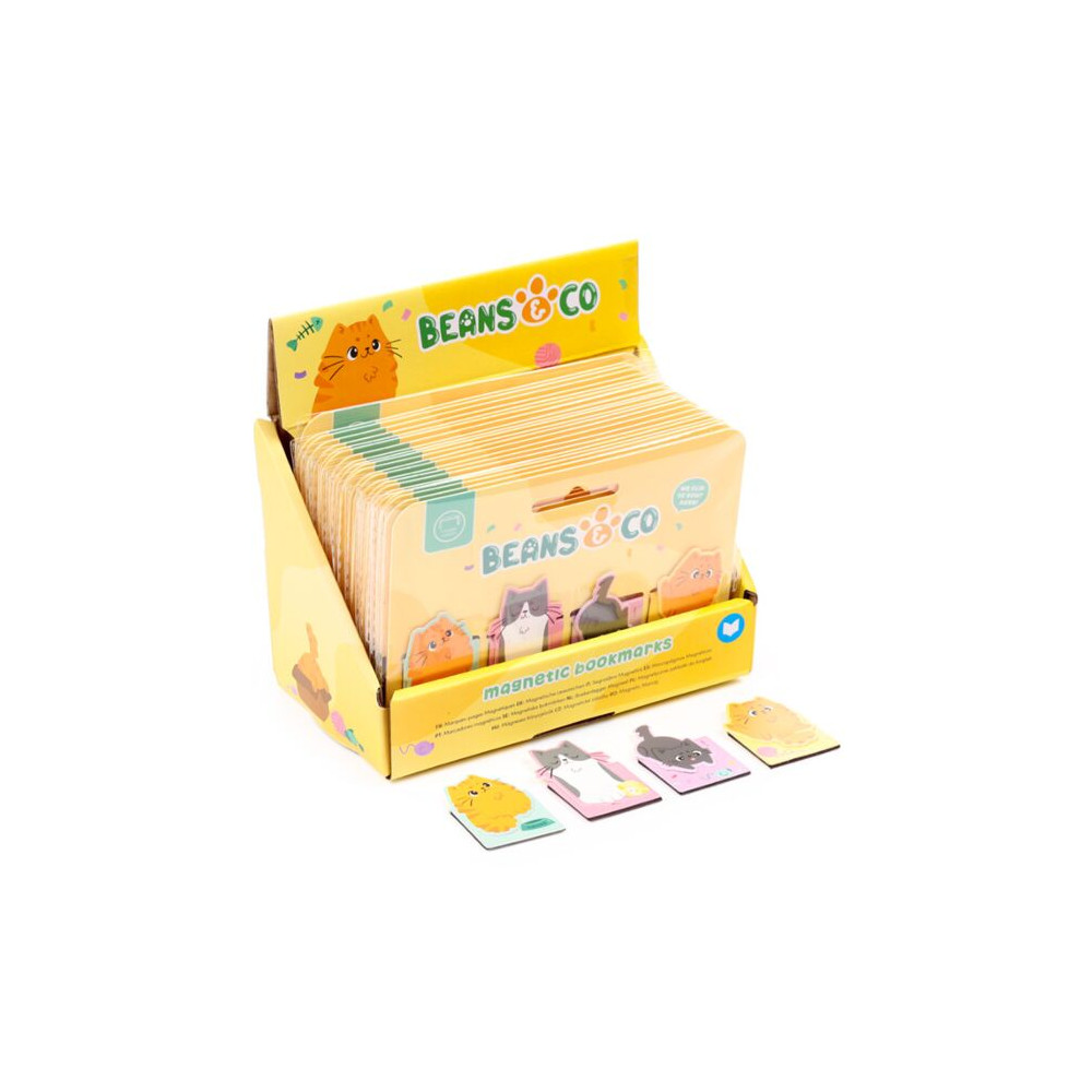 Produktbild för Magnetiskt Bokmärkesset med 4 bokmärken Beans & Co Cats Katt - Display med 24 st