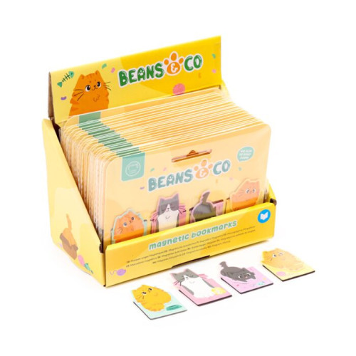 Puckator Magnetiskt Bokmärkesset med 4 bokmärken Beans & Co Cats Katt - Display med 24 st