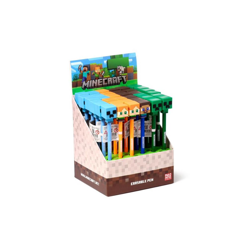 Produktbild för Suddbar Bläckpenna Minecraft - Display med 36 pennor
