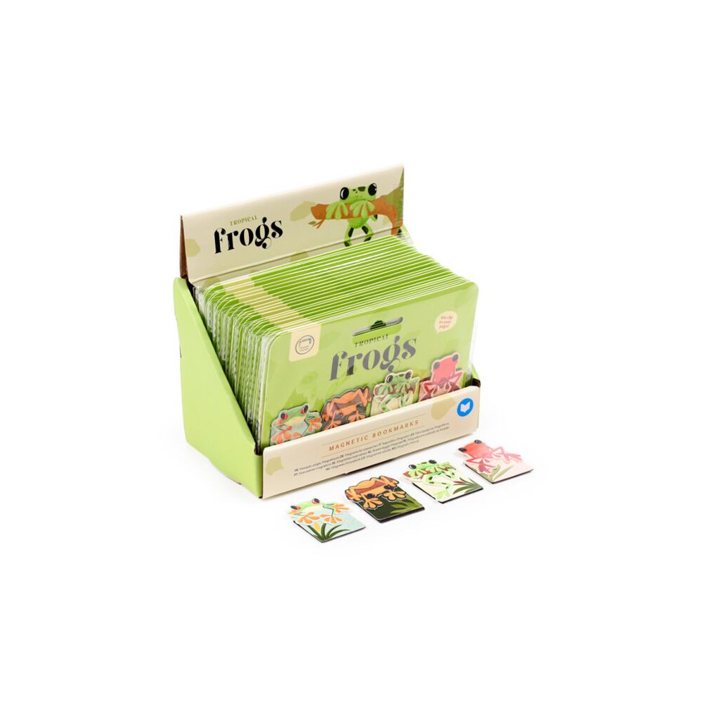 Produktbild för Magnetiskt Bokmärkesset med 4 bokmärken Tropical Frogs - Grodor - Display med 24 st
