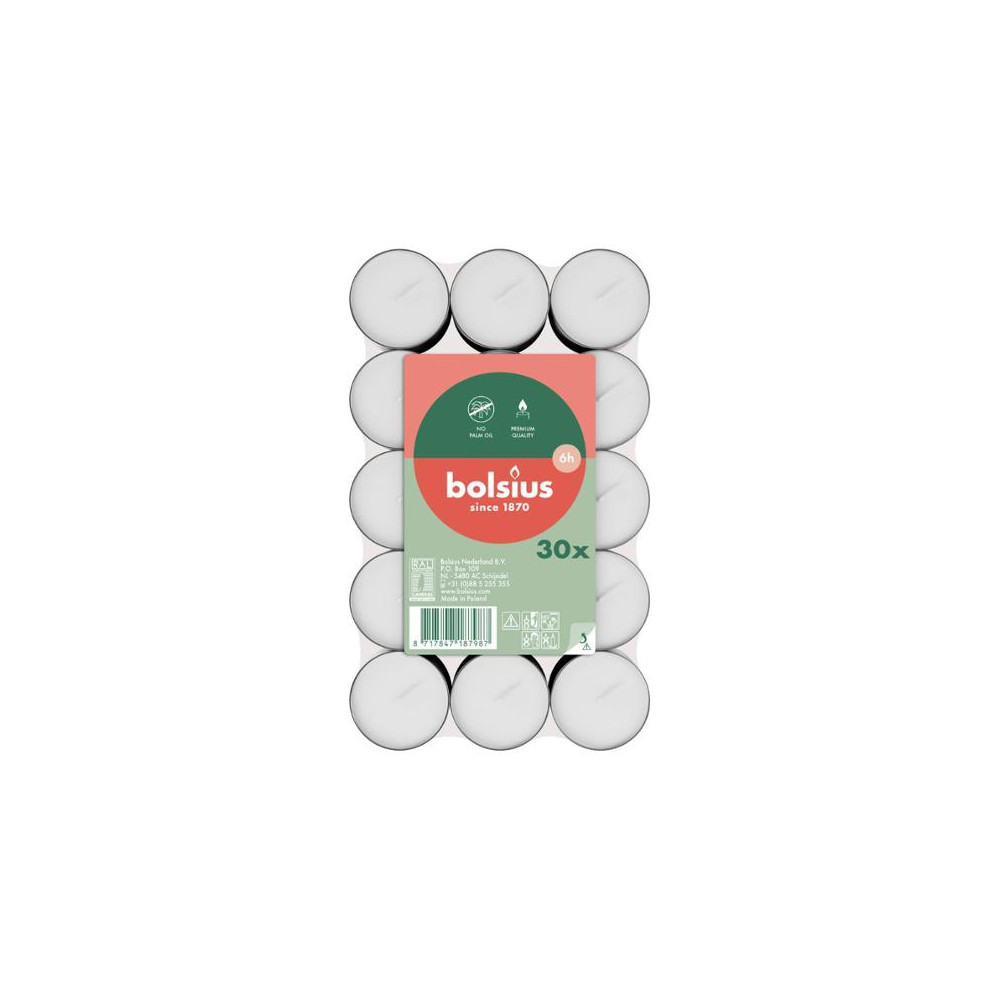 Produktbild för Värmeljus BOLSIUS Paraffin 6h 30/fp