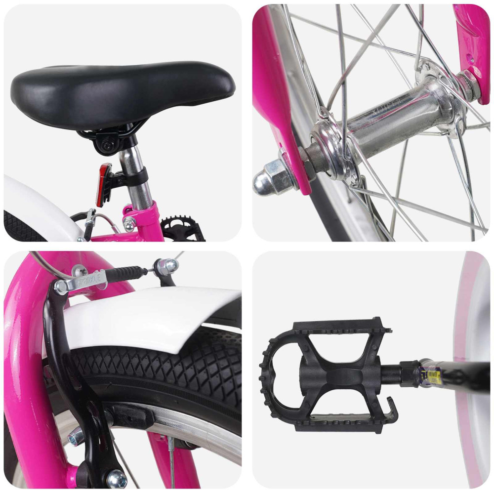 Produktbild för Barncykel 20 Tum för 6-11 år gamla Rosa Vit
