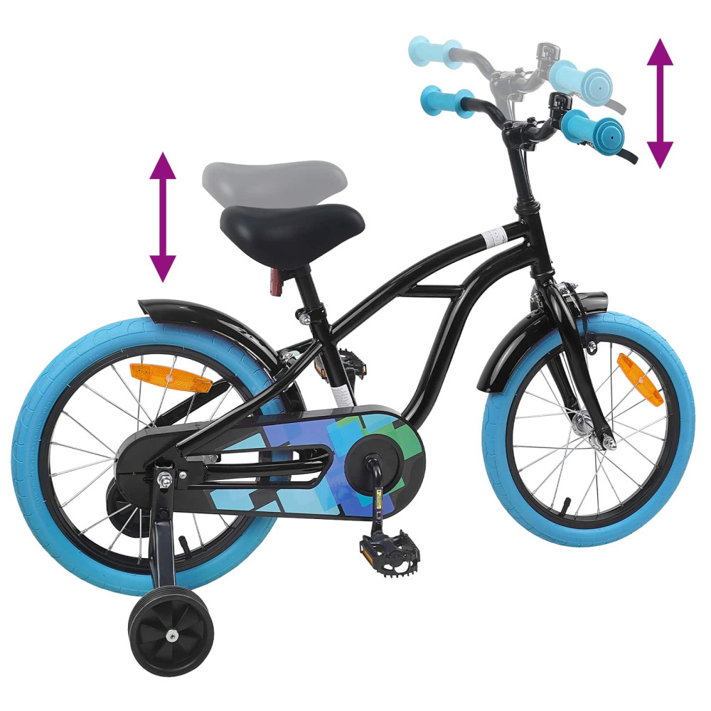 Produktbild för Barncykel 16 Tum för 4-6 år gamla Svart