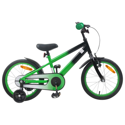 vidaXL Barncykel 16 Tum för 4-6 år gamla Grön Svart