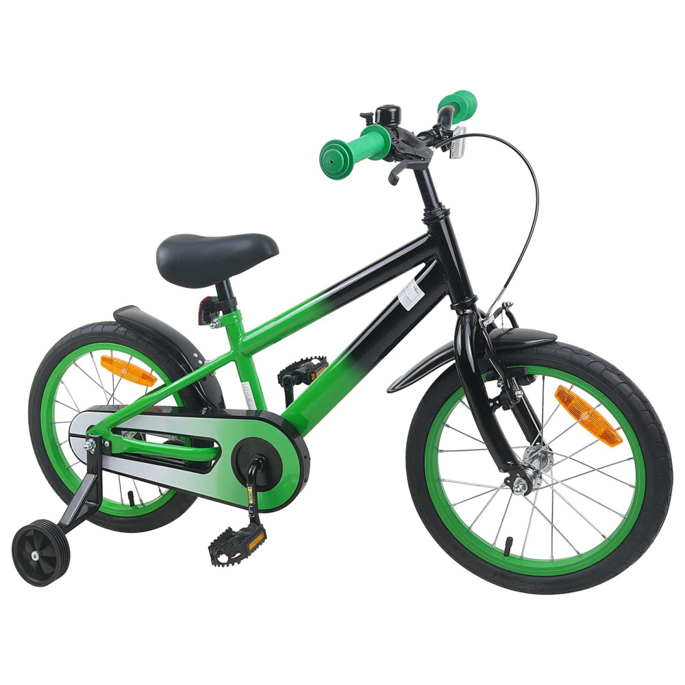 Produktbild för Barncykel 16 Tum för 4-6 år gamla Grön Svart