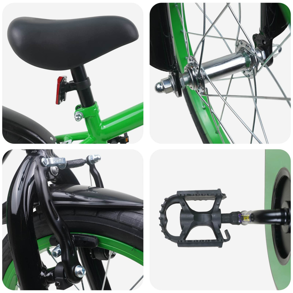 Produktbild för Barncykel 16 Tum för 4-6 år gamla Grön Svart