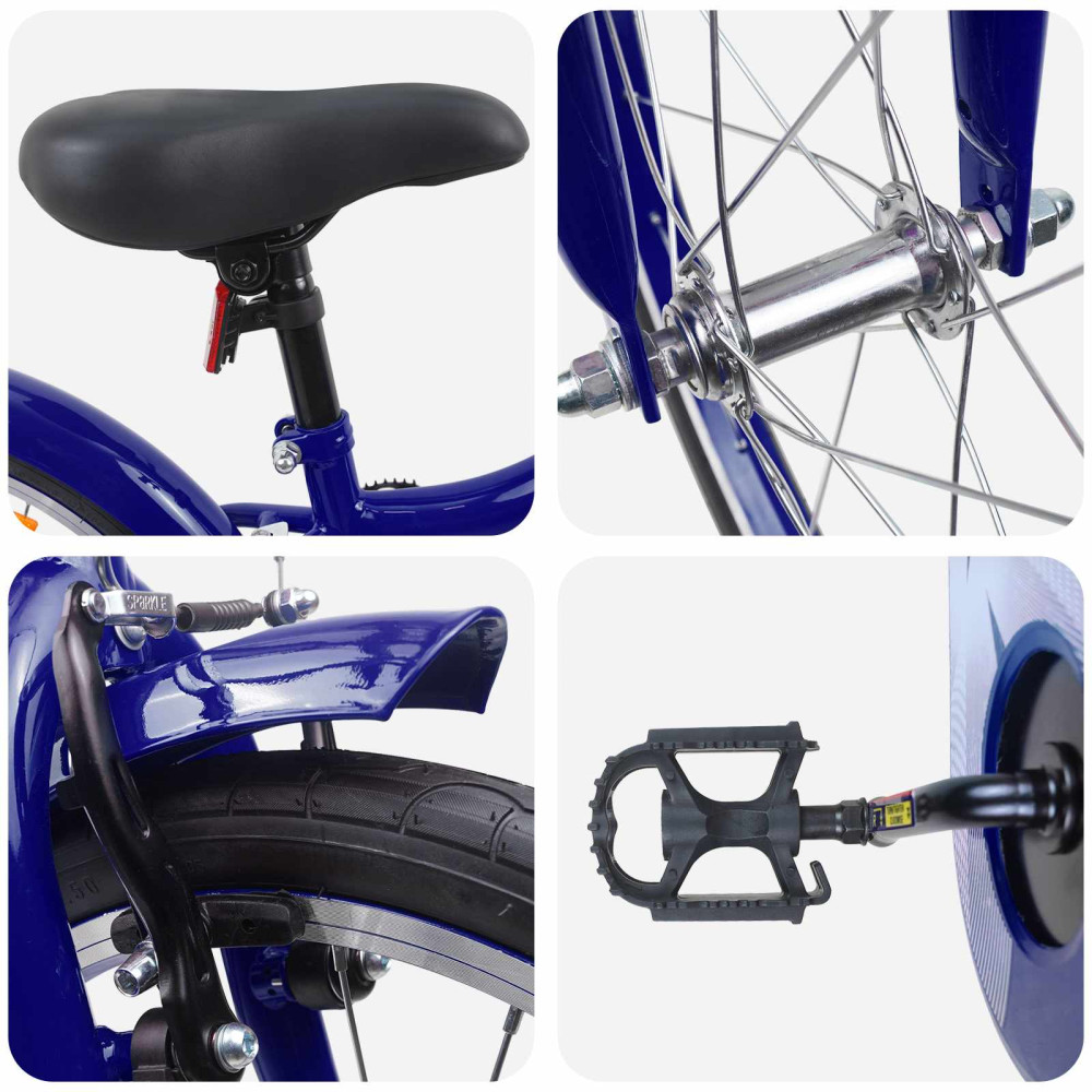 Produktbild för Barncykel 18 Tum för 5-7 år gamla Mörkblå