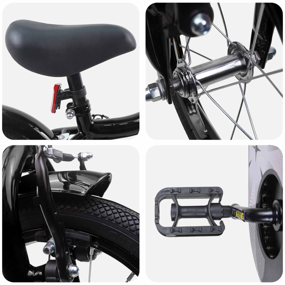 Produktbild för Barncykel 16 Tum för 4-6 år gamla Svart