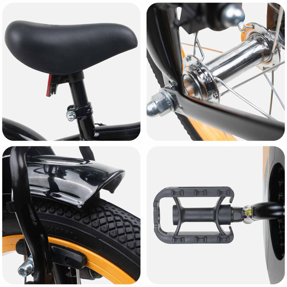 Produktbild för Barncykel 16 Tum för 4-6 år gamla Orange Svart