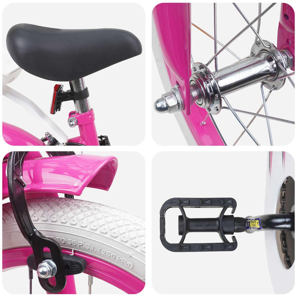 Produktbild för Barncykel 16 Tum för 4-6 år gamla Rosa