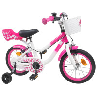 Produktbild för Barncykel Med Stödhjul 12 Tum för 2-4 åringar Rosa