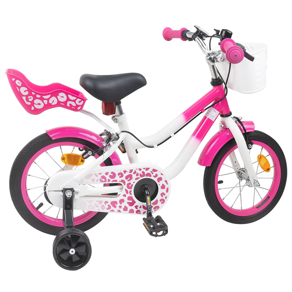 Produktbild för Barncykel Med Stödhjul 12 Tum för 2-4 åringar Rosa