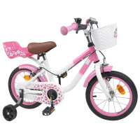 Produktbild för Barncykel Med Stödhjul 12 Tum för 2-4 åringar Ljusrosa