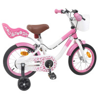 Produktbild för Barncykel Med Stödhjul 12 Tum för 2-4 åringar Ljusrosa