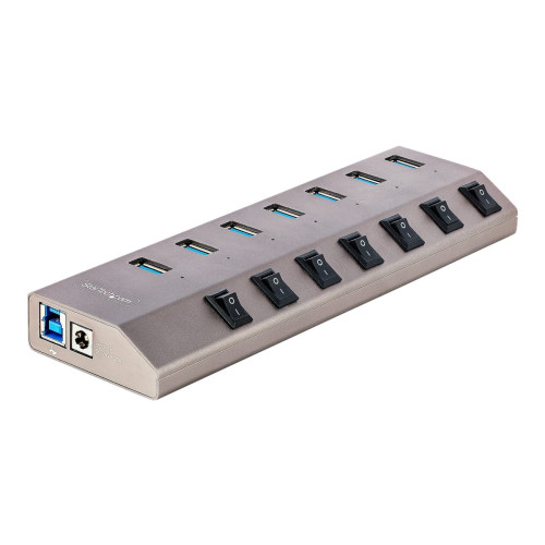 StarTech.com StarTech.com 7-Port Self-Powered USB-C Hub with Individual On/Off Switches, USB 3.0 5Gbps Expansion Hub w/Power Supply, Desktop/Laptop USB-C to USB-A Hub, 7x BC 1.2 (1.5A), USB Type C Hub - USB-C/A Host Cables (5G7AIBS-USB-HUB-EU) - hubb - 7 portar