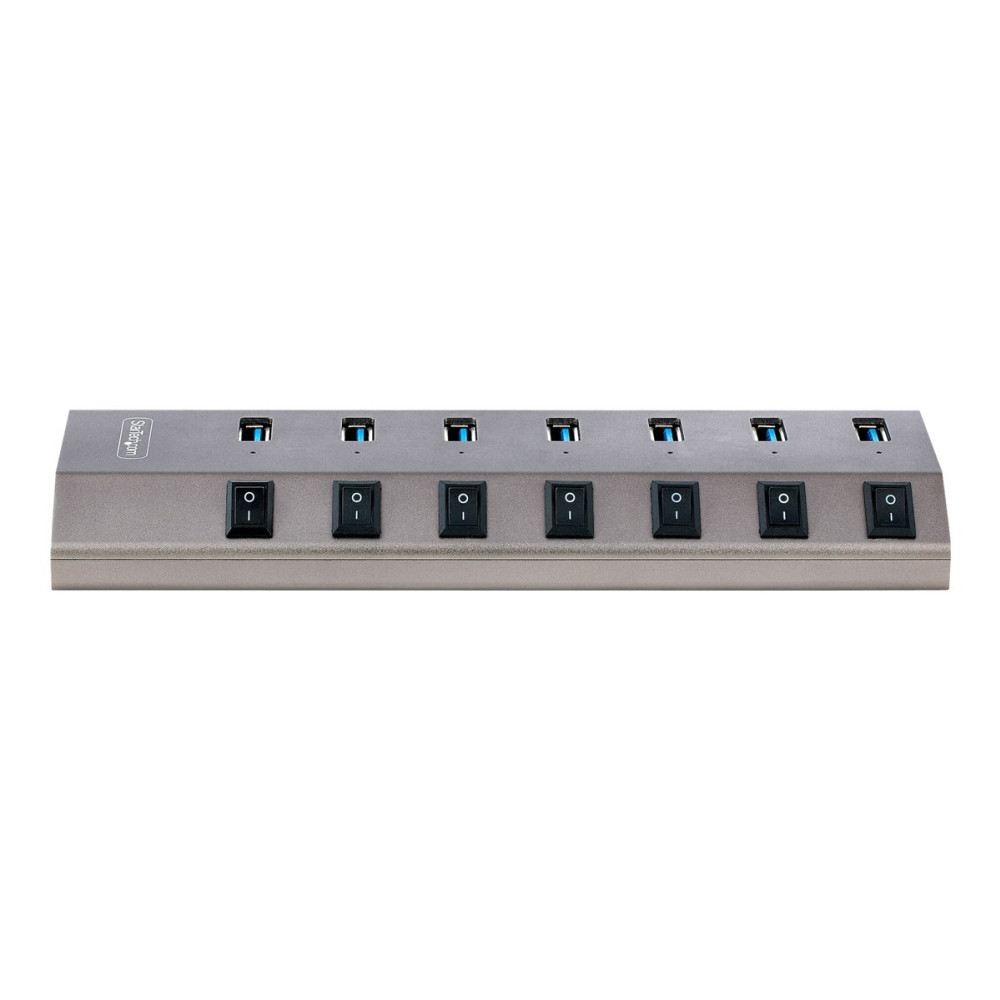 Produktbild för StarTech.com 7-Port Self-Powered USB-C Hub with Individual On/Off Switches, USB 3.0 5Gbps Expansion Hub w/Power Supply, Desktop/Laptop USB-C to USB-A Hub, 7x BC 1.2 (1.5A), USB Type C Hub - USB-C/A Host Cables (5G7AIBS-USB-HUB-EU) - hubb - 7 portar
