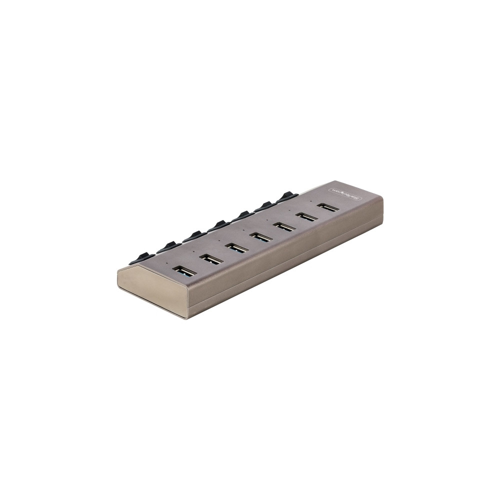 Produktbild för StarTech.com 7-Port Self-Powered USB-C Hub with Individual On/Off Switches, USB 3.0 5Gbps Expansion Hub w/Power Supply, Desktop/Laptop USB-C to USB-A Hub, 7x BC 1.2 (1.5A), USB Type C Hub - USB-C/A Host Cables (5G7AIBS-USB-HUB-EU) - hubb - 7 portar