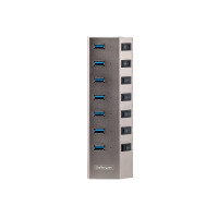 Produktbild för StarTech.com 7-Port Self-Powered USB-C Hub with Individual On/Off Switches, USB 3.0 5Gbps Expansion Hub w/Power Supply, Desktop/Laptop USB-C to USB-A Hub, 7x BC 1.2 (1.5A), USB Type C Hub - USB-C/A Host Cables (5G7AIBS-USB-HUB-EU) - hubb - 7 portar