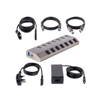 Produktbild för StarTech.com 7-Port Self-Powered USB-C Hub with Individual On/Off Switches, USB 3.0 5Gbps Expansion Hub w/Power Supply, Desktop/Laptop USB-C to USB-A Hub, 7x BC 1.2 (1.5A), USB Type C Hub - USB-C/A Host Cables (5G7AIBS-USB-HUB-EU) - hubb - 7 portar