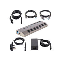 Produktbild för StarTech.com 7-Port Self-Powered USB-C Hub with Individual On/Off Switches, USB 3.0 5Gbps Expansion Hub w/Power Supply, Desktop/Laptop USB-C to USB-A Hub, 7x BC 1.2 (1.5A), USB Type C Hub - USB-C/A Host Cables (5G7AIBS-USB-HUB-EU) - hubb - 7 portar